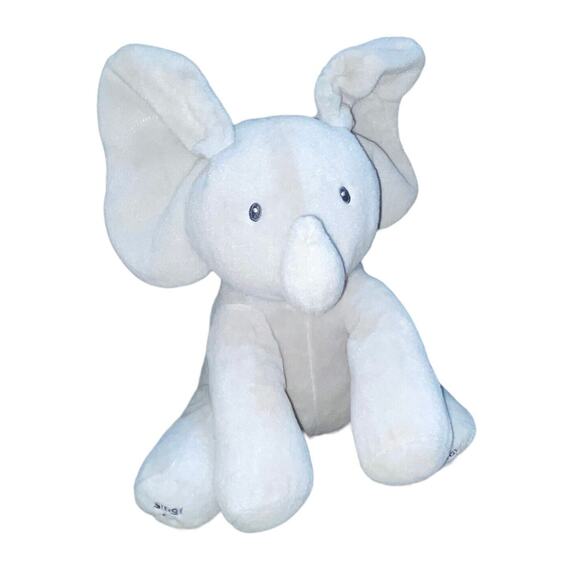 Baby Gund Plush Elephant Flappy Singing Peek A Boo Toy Gray Animated Tested 11" - Picture 2 of 10